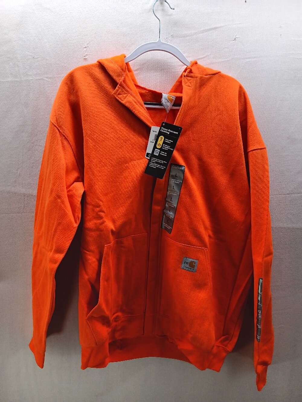 Carhartt FRK122 FR Orange Hooded Zip Front Jacket Men's Large NWT